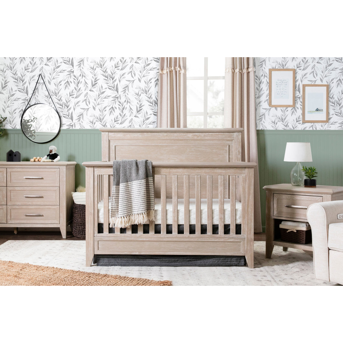 Monogram by Namesake Beckett Rustic 4-in-1 Convertible Flat Top Crib