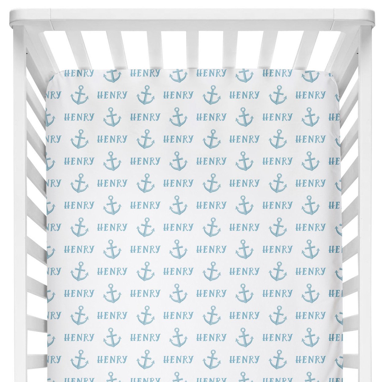 Sugar + Maple Crib Sheet - Anchor Blue