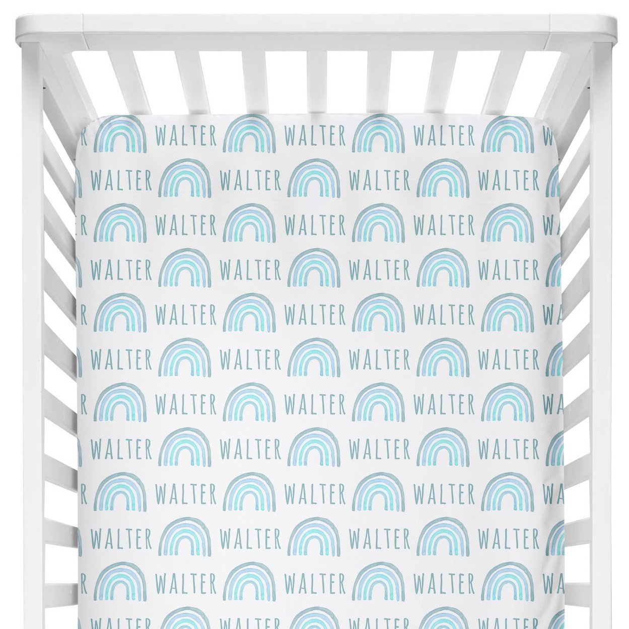 Sugar + Maple Crib Sheet - Rainbow Blue