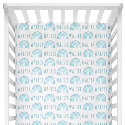 Sugar + Maple Crib Sheet - Rainbow Blue