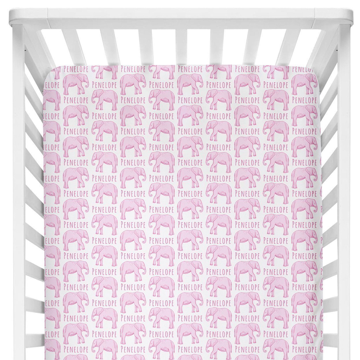 Sugar + Maple Crib Sheet - Elephant Pink