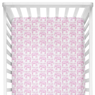 Sugar + Maple Crib Sheet - Elephant Pink